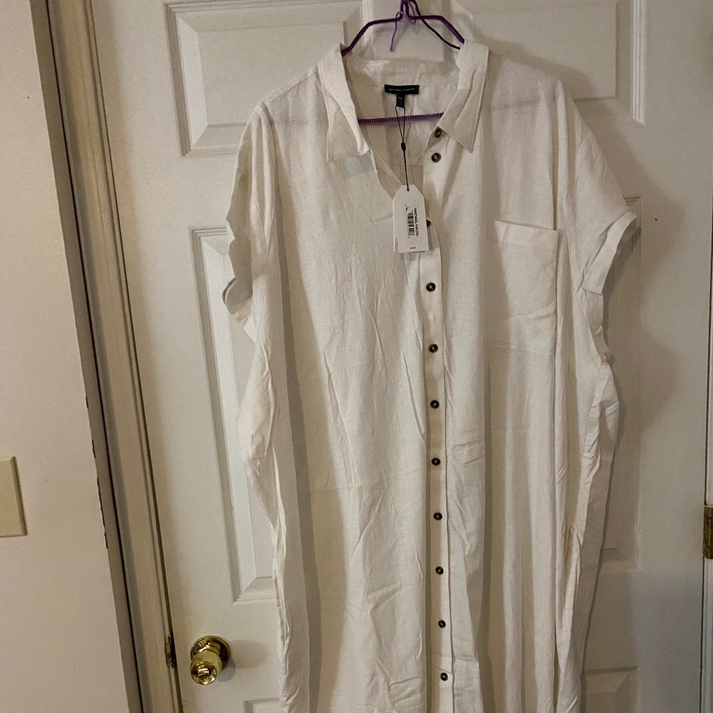 Universal Standard Dune Linen Shirtdress- White- 3XL -New with Tags